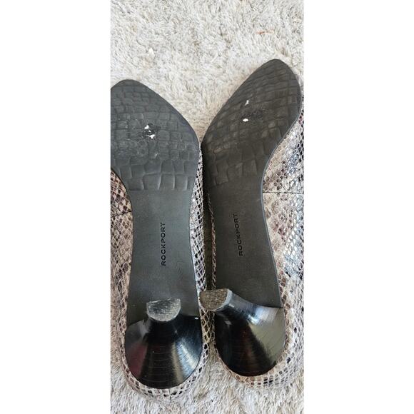 Rockport Adidas Snakeskin‎ White and Gray Leather Kitten Heel Pumps Womens Sz 9M - Picture 4 of 6